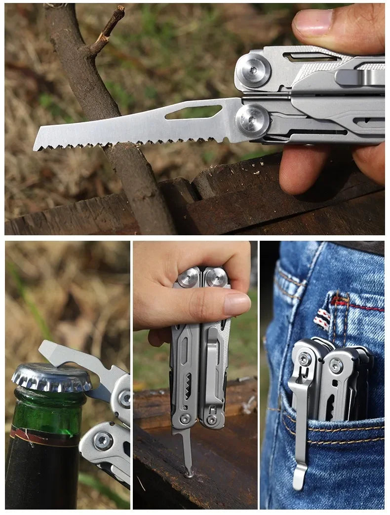 1Piece Multifunctional Camping Pliers Cutter Screwdriver Tool, Outdoor Military Tactical Survival Multitool Pocket Folding Knife