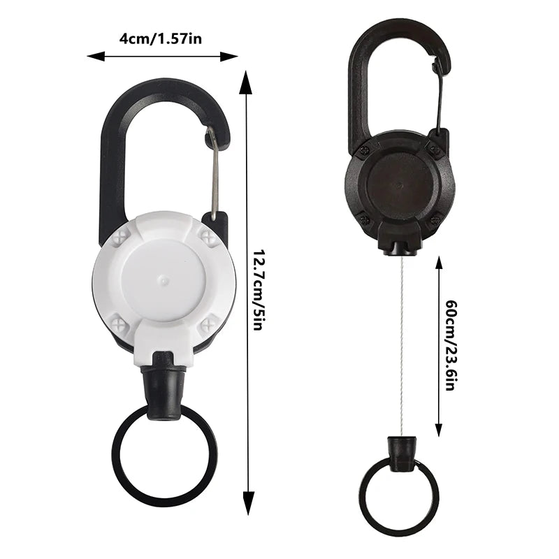 Outdoor Carabiner Hook Backpack Expansion Buckle Automatic Retractable Wire Rope Anti-Theft Tactical Keychain Camping Tools