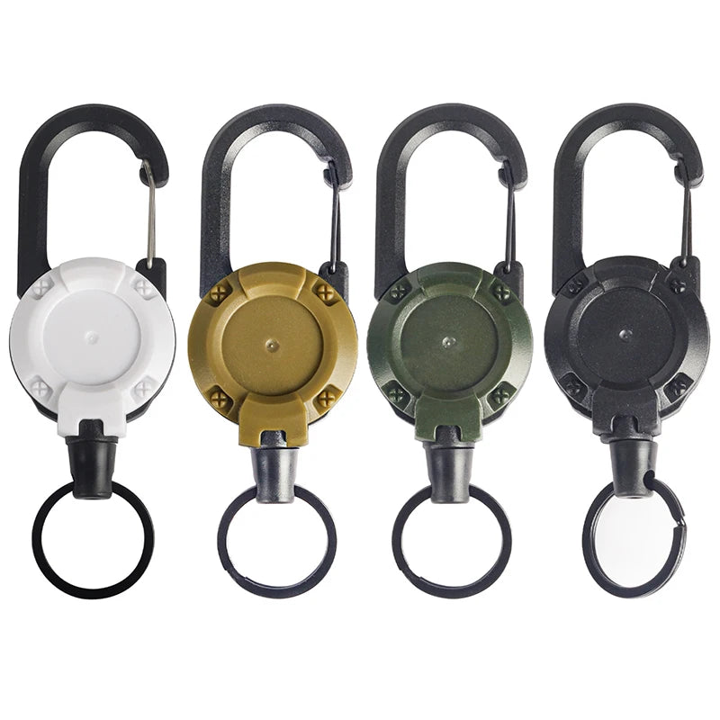 Outdoor Carabiner Hook Backpack Expansion Buckle Automatic Retractable Wire Rope Anti-Theft Tactical Keychain Camping Tools