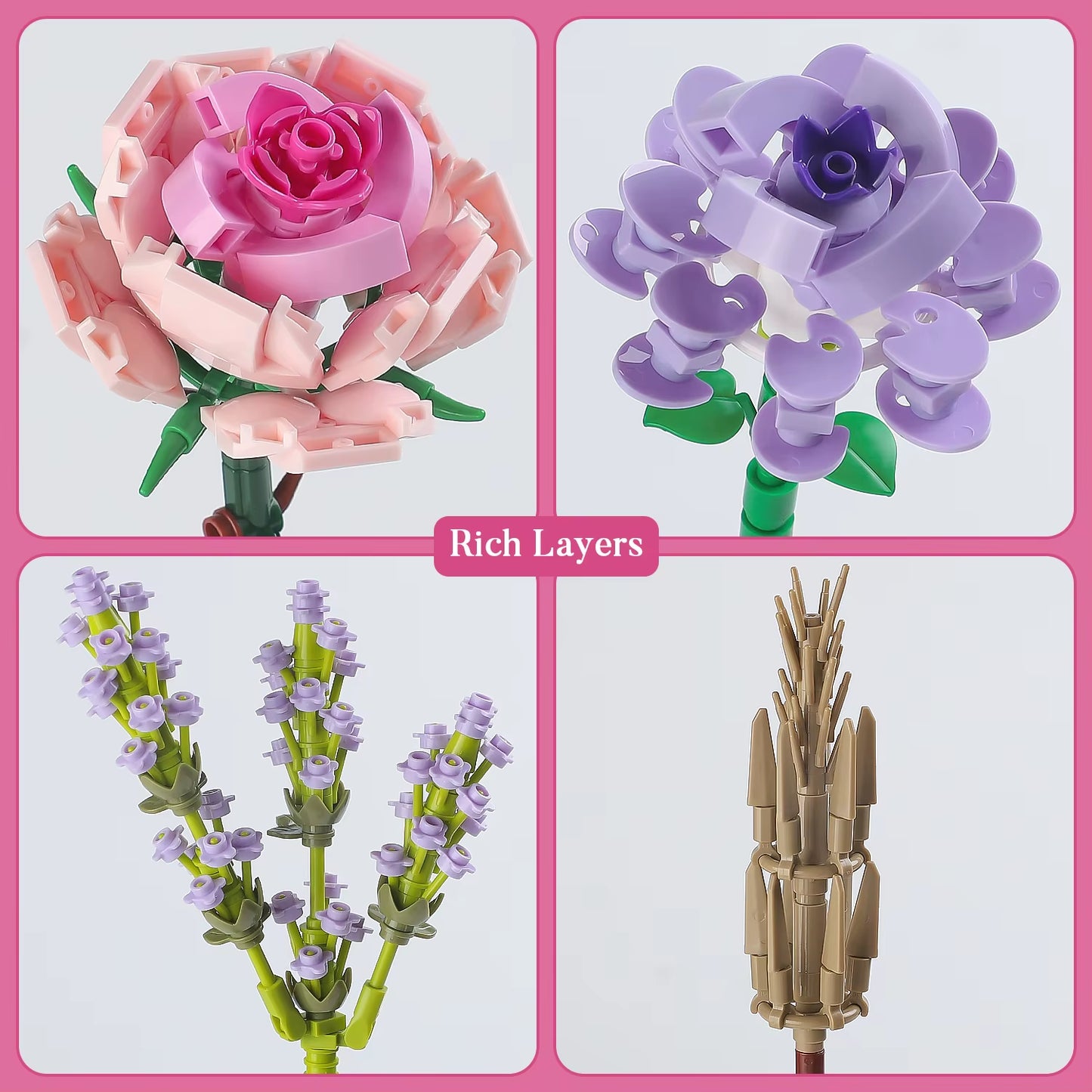 Toylinx Flowers Bouquet Building Blocks Ideas Simulation Model Bricks Home Decoration DIY Toys for Girls Gifts Christmas