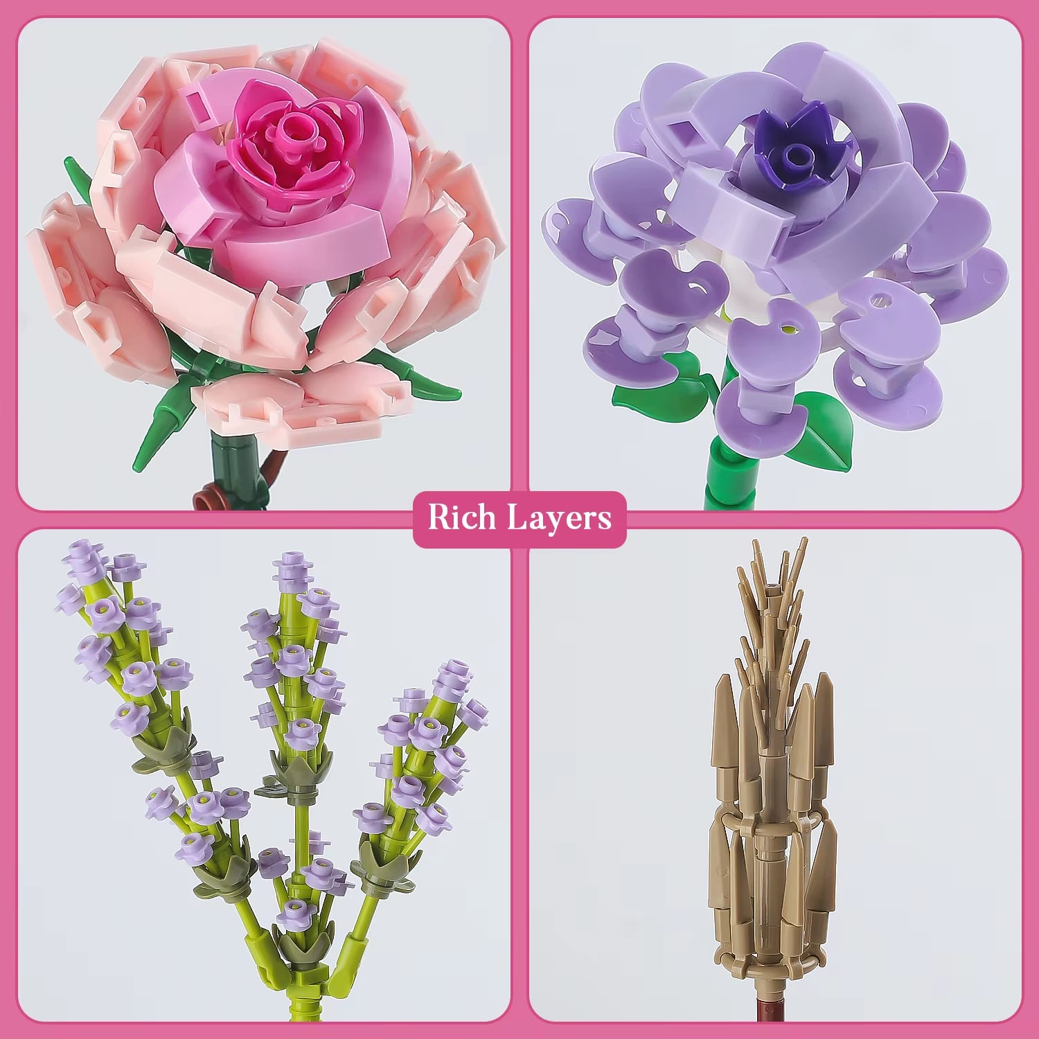 Toylinx Flowers Bouquet Building Blocks Ideas Simulation Model Bricks Home Decoration DIY Toys for Girls Gifts Christmas