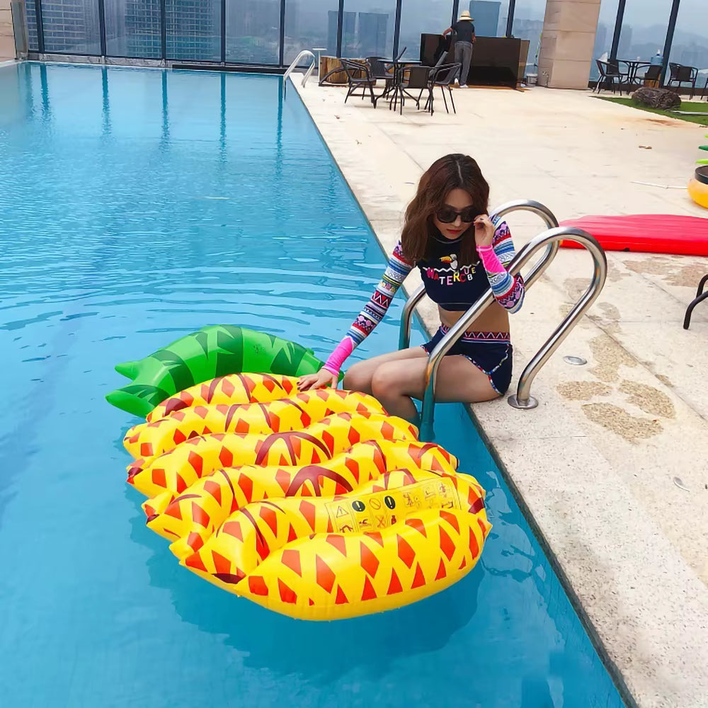 Inflatable Giant Pool Float Air Mattress Floating Row Water Toys Watermelon Pizza Beach Swimming Ring Floatie Mat for Kids Adult