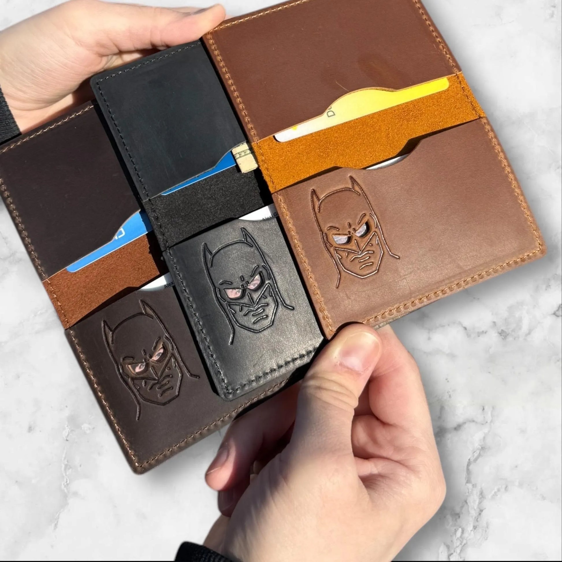 Bat ID Wallet - Genuine Leather Wallet with Super Hero Mask