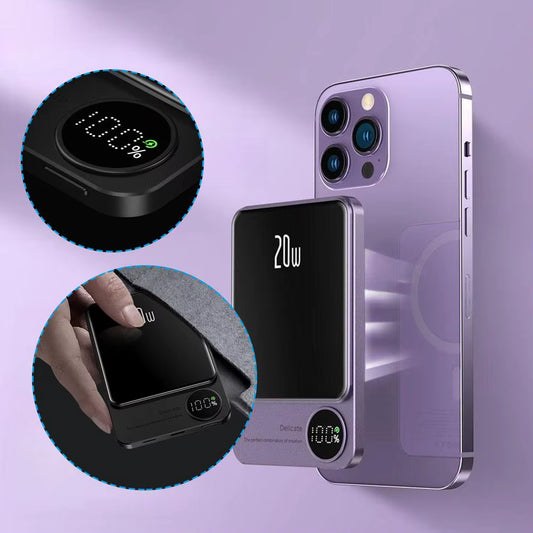 10000Mah Alloy Wireless Magnetic Powerbank PD 20W Fast Charging Ultra Thin Portable Backup Battery for Magsafe for Iphone 16 15