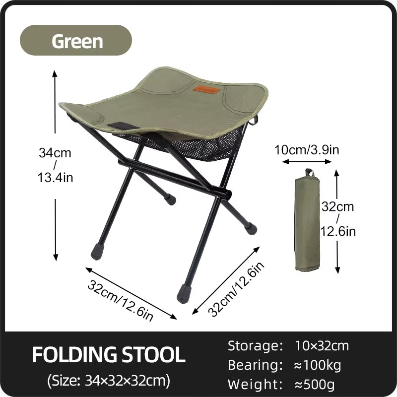 Camping Outdoor Folding Chair Aluminum Alloy Ultralight Small Mazar Fishing Stools BBQ Bench Mini Portable Train Chairs