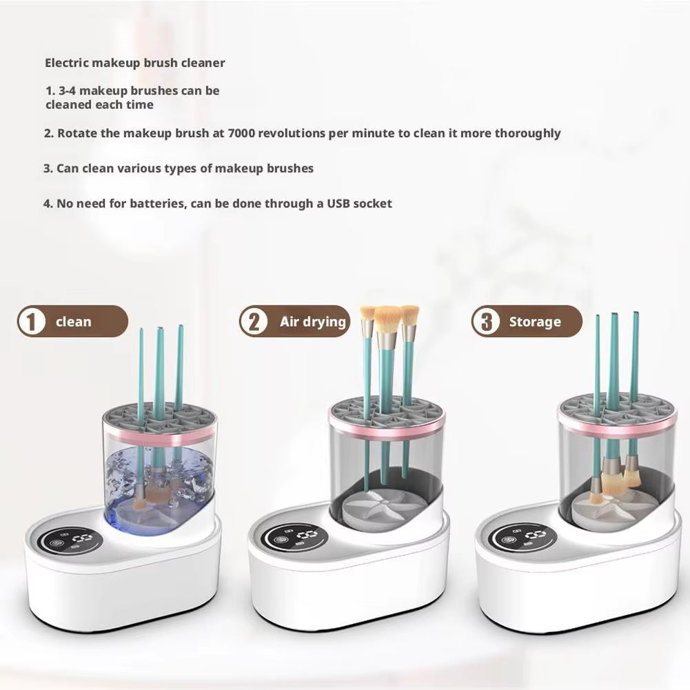 Electric Makeup Brush Cleaner Rechargeable Makeup Brushes Portable USB Cleaning Tool Automatic Makeup Brush Cleaning Stand Devic