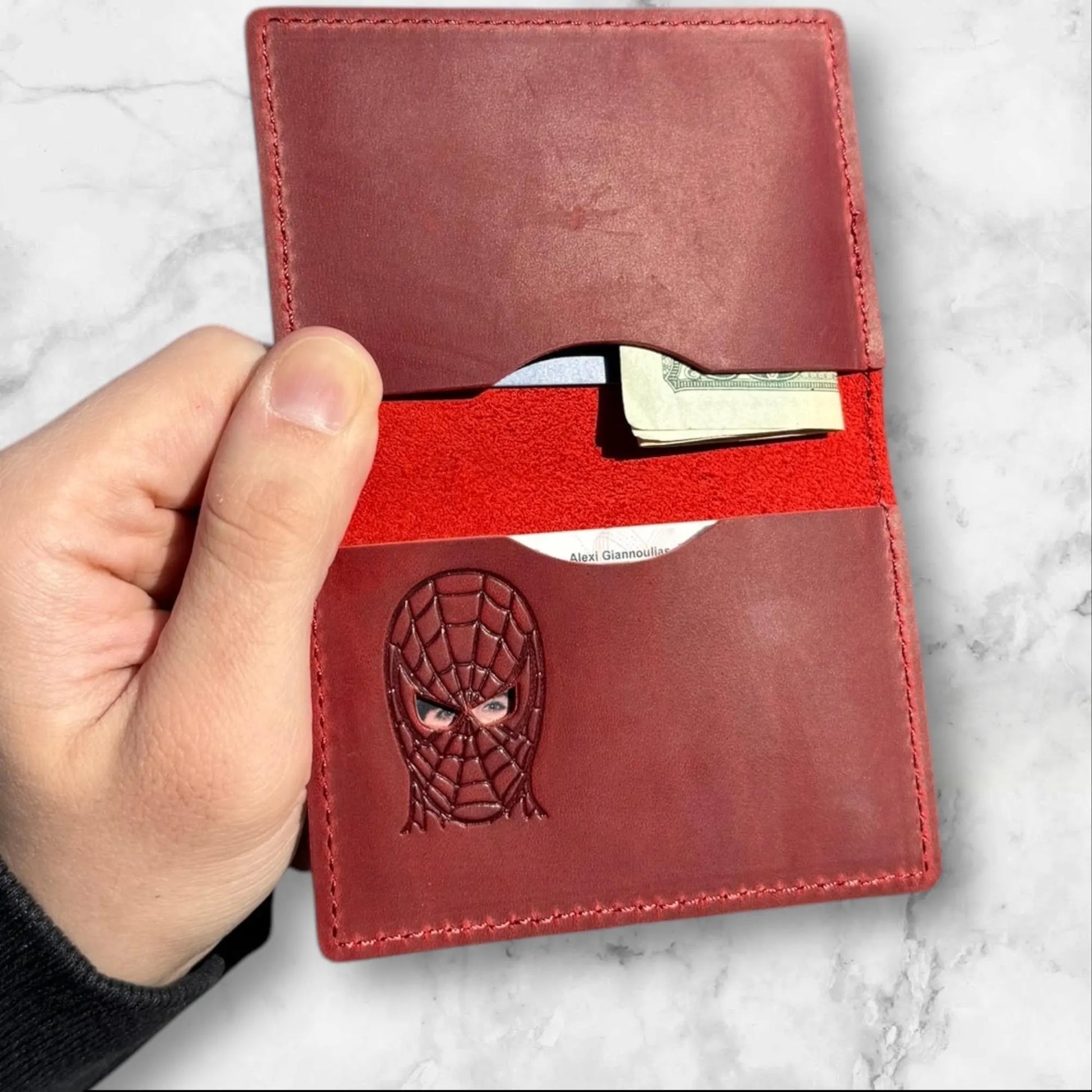 Spider ID Wallet - Genuine Leather Wallet with Super Hero Mask