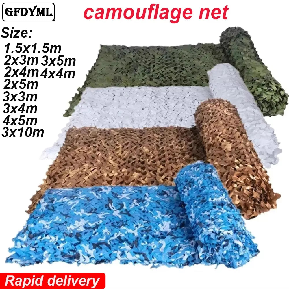 1.5Mx1M 4Mx5Mcamouflage Nets White Blue Beige Desert for Hunting Hiding Mesh Outdoor Awning Garden Shading Gazebo