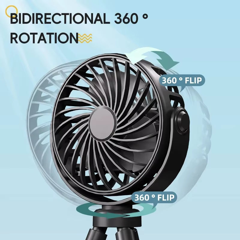 2024 Hot Stroller Octopus Fan Desktop Camping Fan USB Charging Tripod Fan with Light Fan