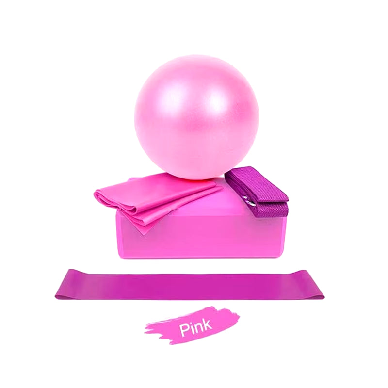 Yoga Starter Kit 5Pcs Yoga Equipment Set with Blocks Ball Stretching Strap Resistance Loop Pilates Exercise Band Home Fitness