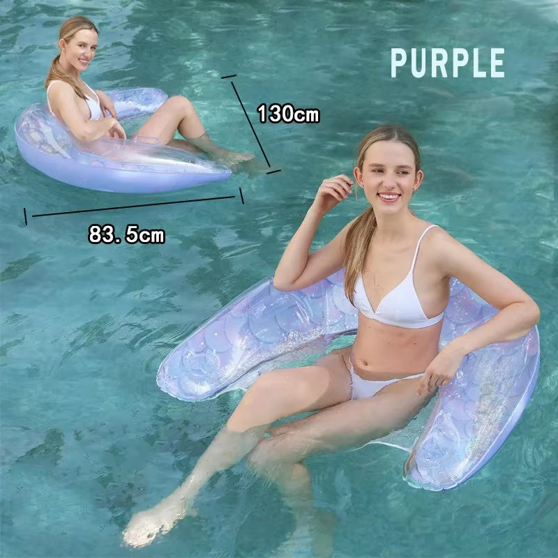 Thickened Floating Recliner U-Shaped Thickened Floating Recliner - Foldable Inflatable Floating Bed with Net