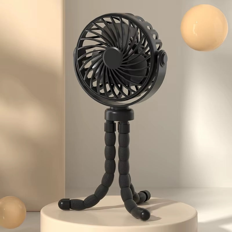 2024 Hot Stroller Octopus Fan Desktop Camping Fan USB Charging Tripod Fan with Light Fan