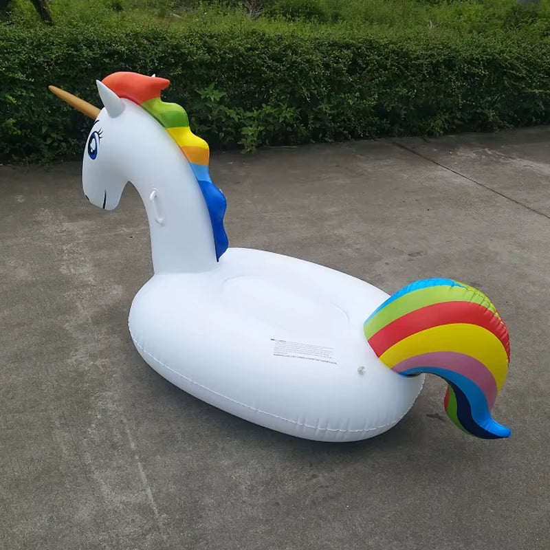 185Cm Giant Inflatable Unicorn Pool Float Ride-On Pegasus Swimming Ring for Adult Children Water Party Toys Air Mattress