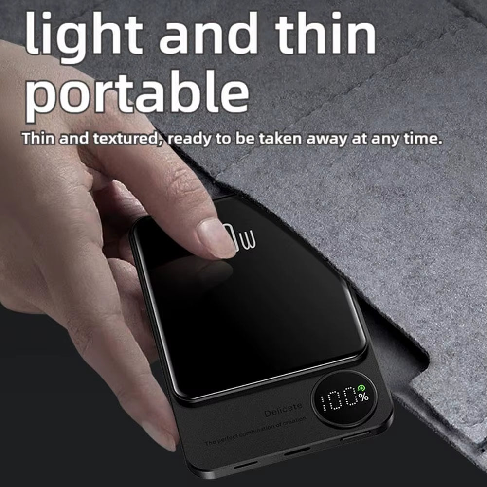 10000Mah Alloy Wireless Magnetic Powerbank PD 20W Fast Charging Ultra Thin Portable Backup Battery for Magsafe for Iphone 16 15