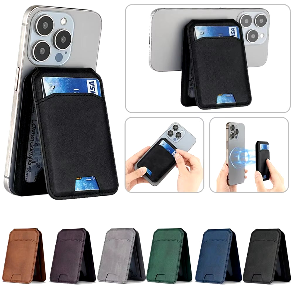 For Magsafe Wallet Phone Card Holder Accessories Safety Magnetic Wallet Stand Anti-Theft Leather for Iphone 15 14 13 Promax