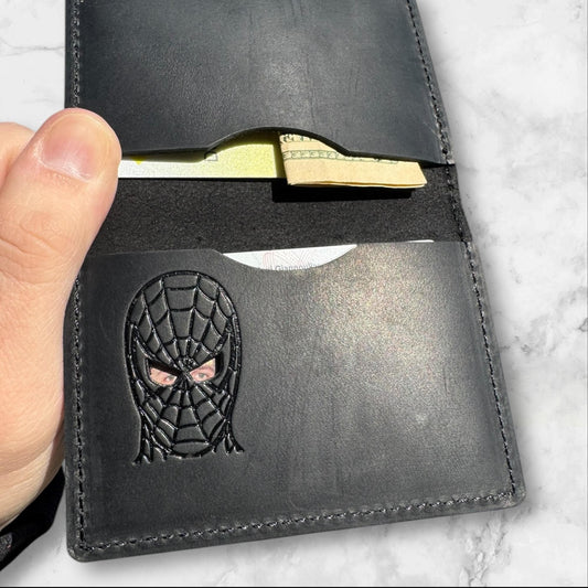 Spider ID Wallet - Genuine Leather Wallet with Super Hero Mask