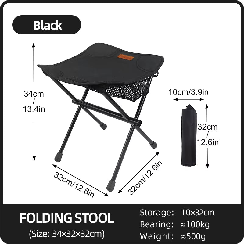 Camping Outdoor Folding Chair Aluminum Alloy Ultralight Small Mazar Fishing Stools BBQ Bench Mini Portable Train Chairs