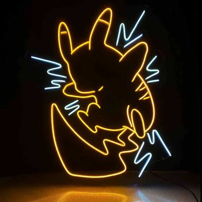 Pokemon Anime Pikachu Neon Lights Image LED Bedroom Decoration Wall Lamps Night Light Ambience Wall Room Decor Accessories Girls