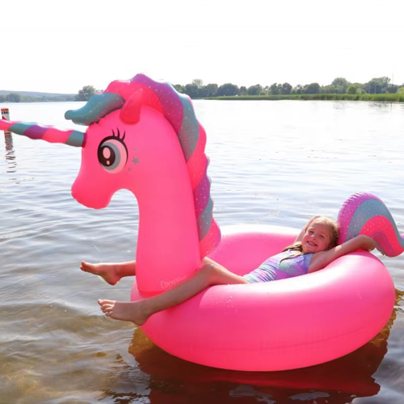 185Cm Giant Inflatable Unicorn Pool Float Ride-On Pegasus Swimming Ring for Adult Children Water Party Toys Air Mattress