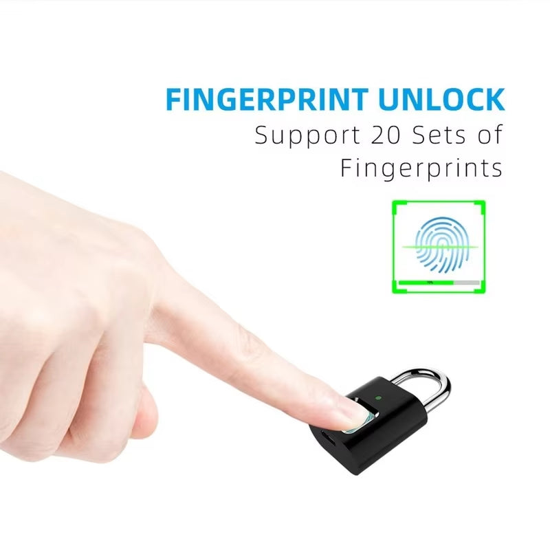 Smart Padlock Door Lock 0.1 Second Unlock Portable Anti-Theft Fingerprint Lock L34 USB Rechargeable Fingerprint Lock Drawer Lock