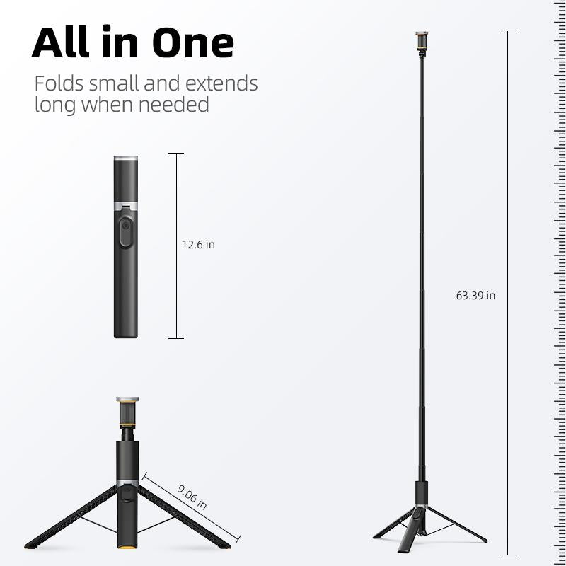 Weilisi 63" Phone Tripod, Tripod for Iphone & Portable Selfie Stick Tripod with Remote, Phone Tripod Stand for Video Recording, Travel Tripod for Cell Phone Compatible with Iphone 15/14/13/Android