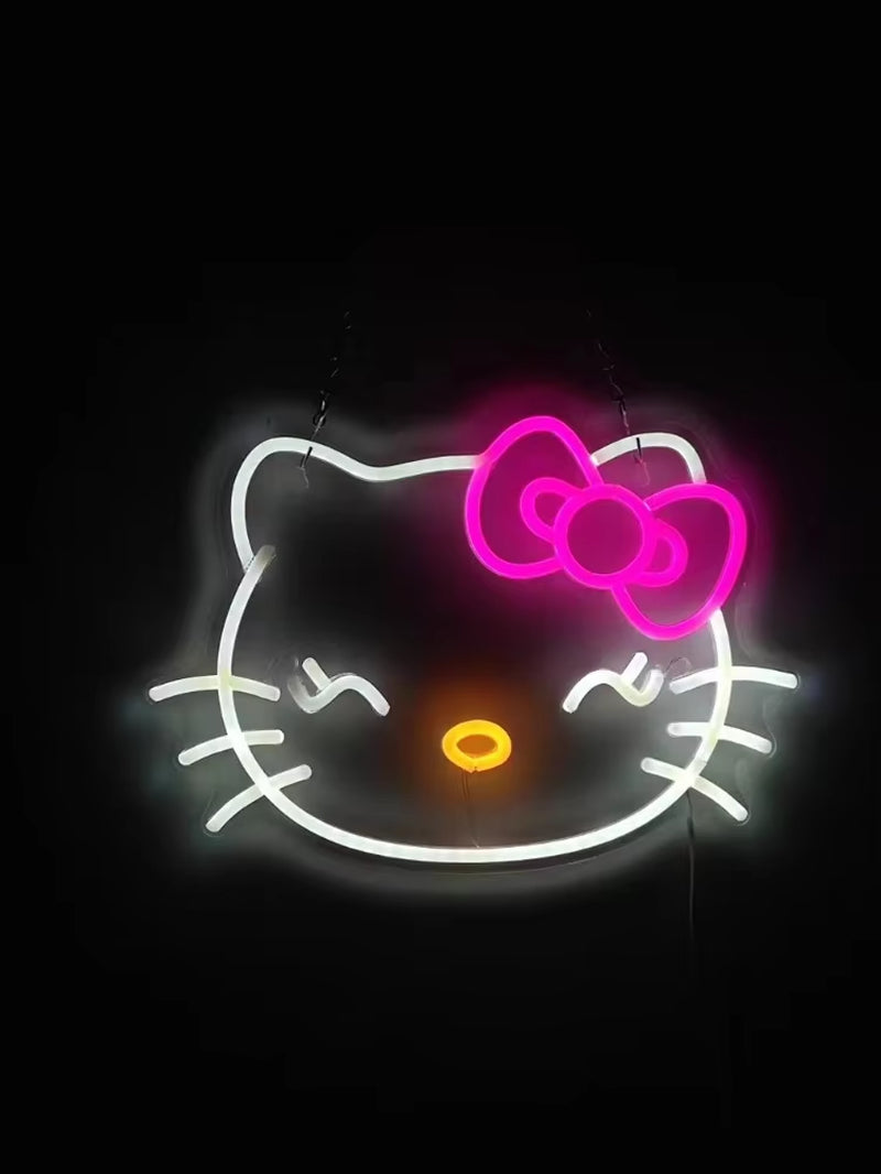 Hello Kiity Anime Led Night Lights Neon Light Holiday Lighting Ambience Room Decoration Gift for Girl Kid Wall Decor Accessories