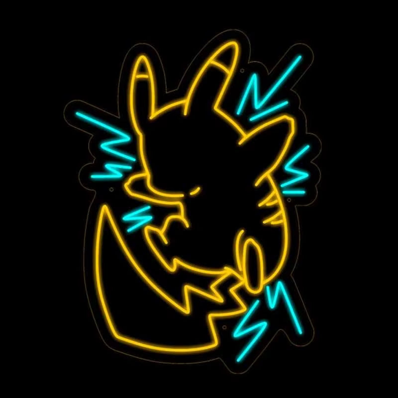 Pokemon Anime Pikachu Neon Lights Image LED Bedroom Decoration Wall Lamps Night Light Ambience Wall Room Decor Accessories Girls