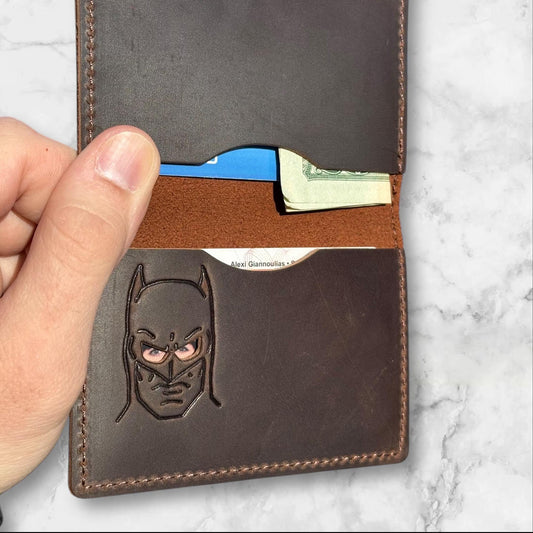 Bat ID Wallet - Genuine Leather Wallet with Super Hero Mask