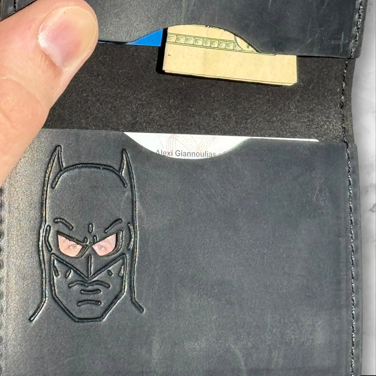Bat ID Wallet - Genuine Leather Wallet with Super Hero Mask