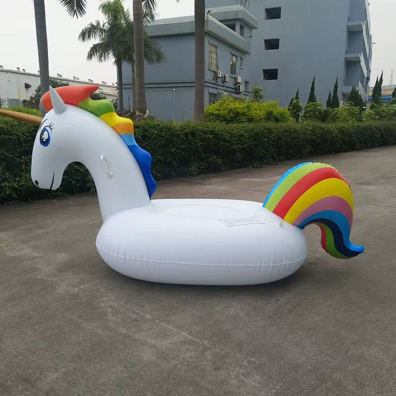 185Cm Giant Inflatable Unicorn Pool Float Ride-On Pegasus Swimming Ring for Adult Children Water Party Toys Air Mattress