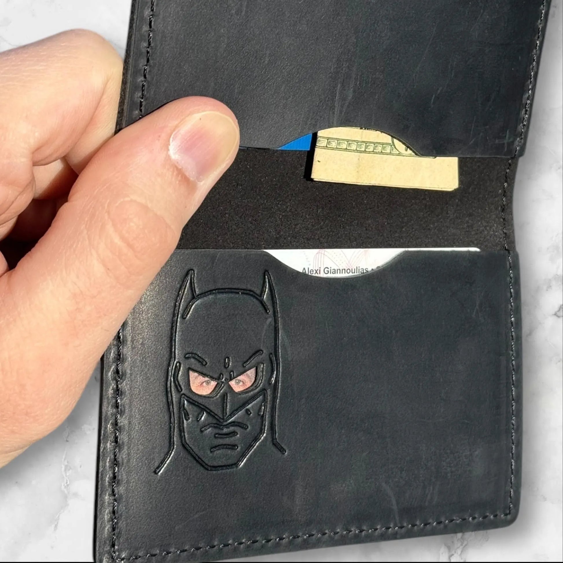 Bat ID Wallet - Genuine Leather Wallet with Super Hero Mask