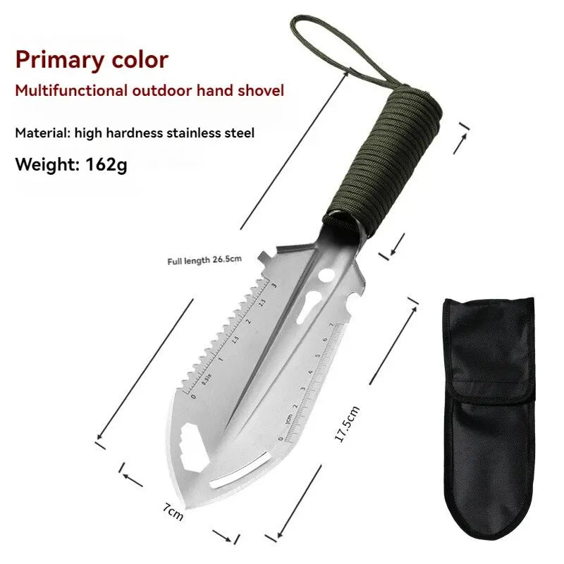 Camping Portable Engineer Shovel, Field Survival Tools, Outdoor Stainless Steel Multi-Functional Small Tactical Hand Shovel