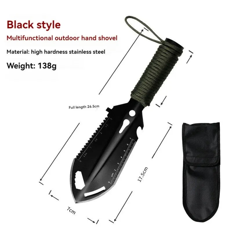 Camping Portable Engineer Shovel, Field Survival Tools, Outdoor Stainless Steel Multi-Functional Small Tactical Hand Shovel