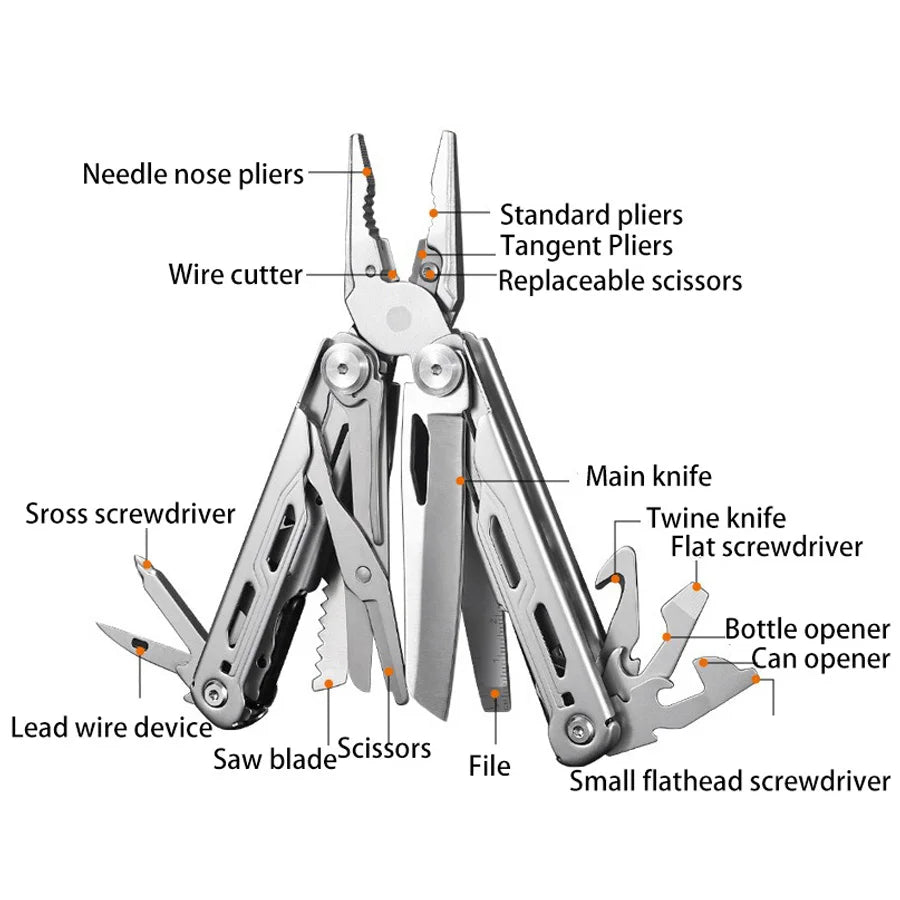 1Piece Multifunctional Camping Pliers Cutter Screwdriver Tool, Outdoor Military Tactical Survival Multitool Pocket Folding Knife