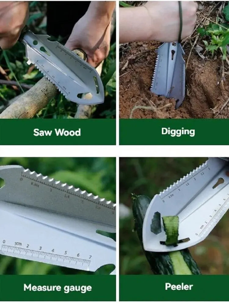 Camping Portable Engineer Shovel, Field Survival Tools, Outdoor Stainless Steel Multi-Functional Small Tactical Hand Shovel