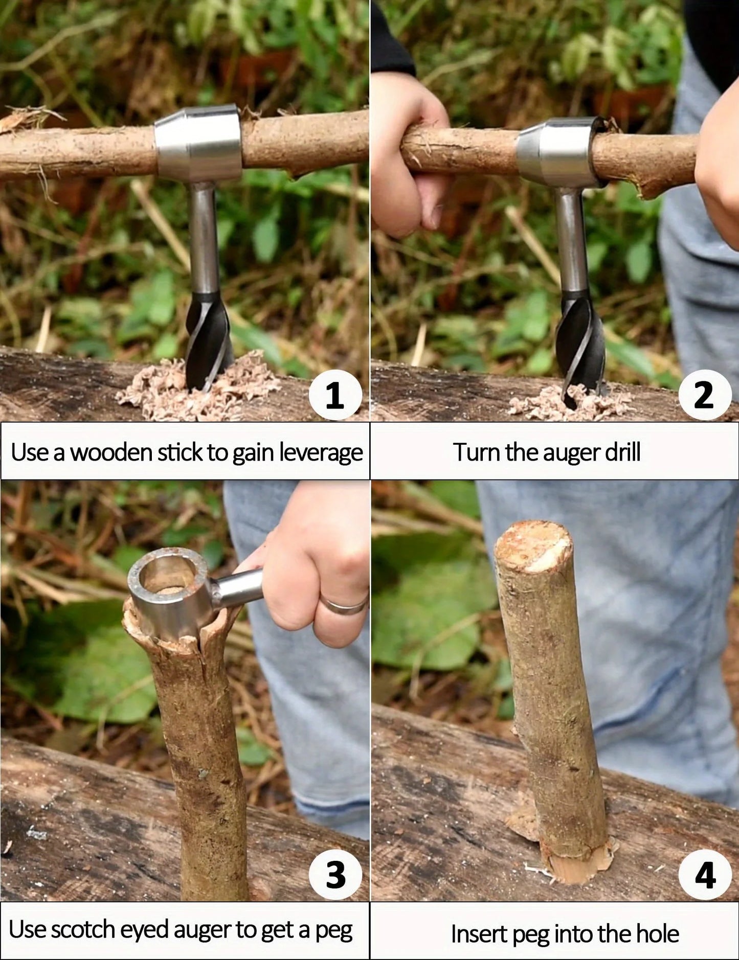 Auger Wrench Outdoor Survival Hand Drill Survival Gear Tool Sports Jungle Crafts Camping Bushcraft Accessories