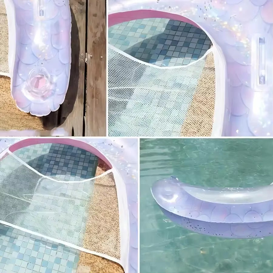 Thickened Floating Recliner U-Shaped Thickened Floating Recliner - Foldable Inflatable Floating Bed with Net