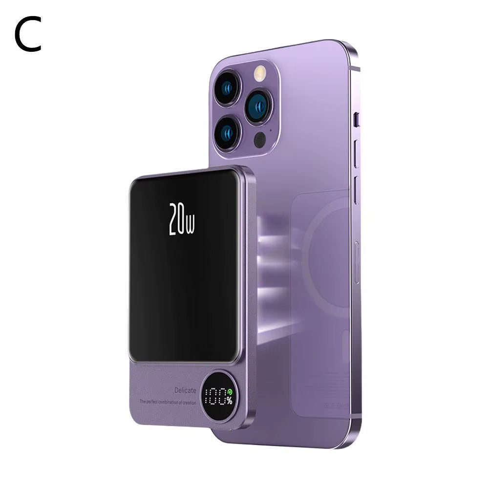 10000Mah Alloy Wireless Magnetic Powerbank PD 20W Fast Charging Ultra Thin Portable Backup Battery for Magsafe for Iphone 16 15