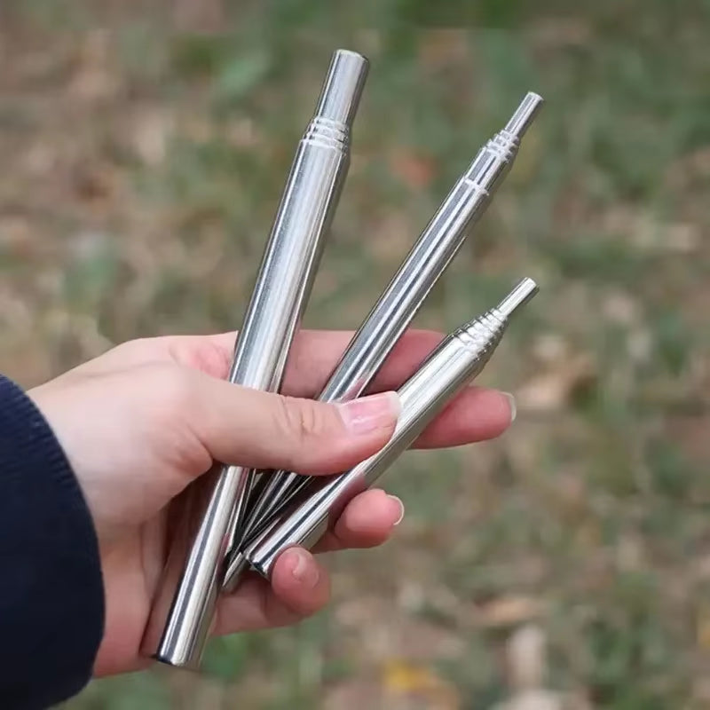Blow Fire Tube Mouth Blowpipe Stainless Steel Telescopic Fire Blower Mini Portable Outdoor Camping Cooking Blowing Fire Stick