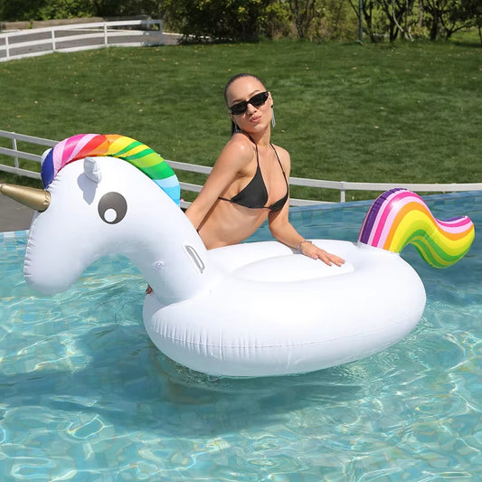 185Cm Giant Inflatable Unicorn Pool Float Ride-On Pegasus Swimming Ring for Adult Children Water Party Toys Air Mattress