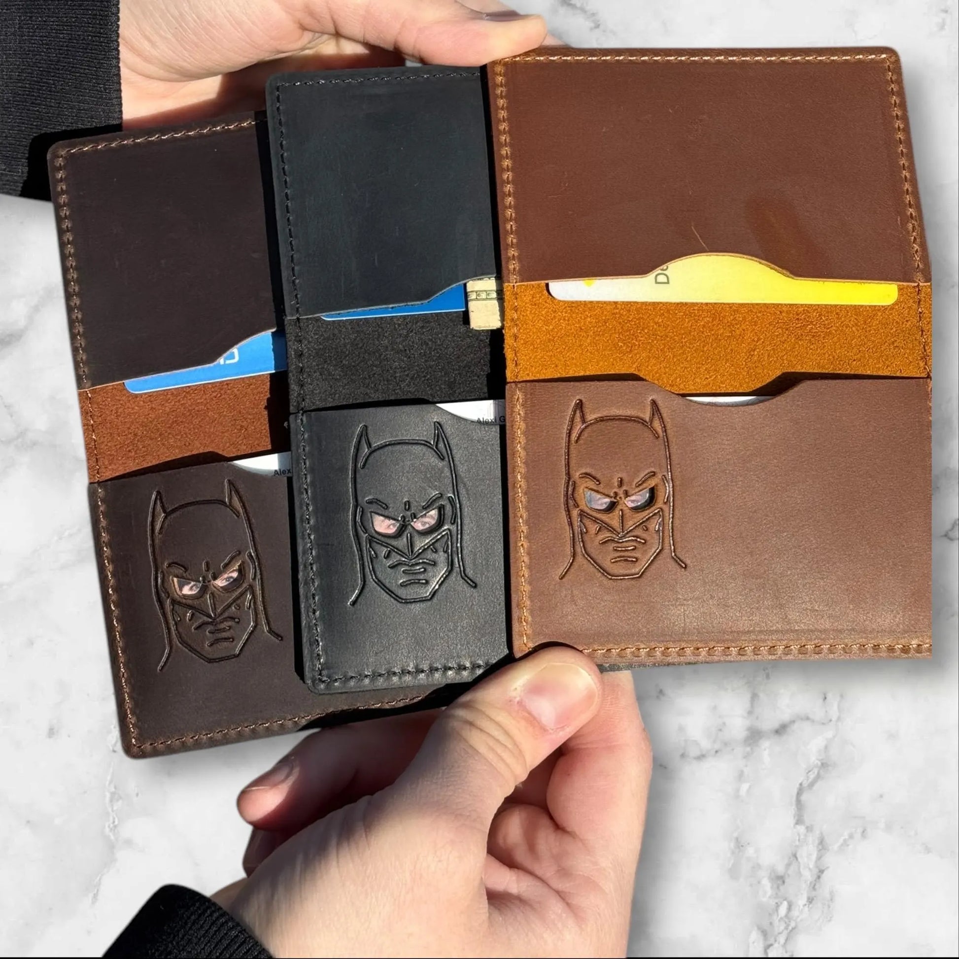 Bat ID Wallet - Genuine Leather Wallet with Super Hero Mask