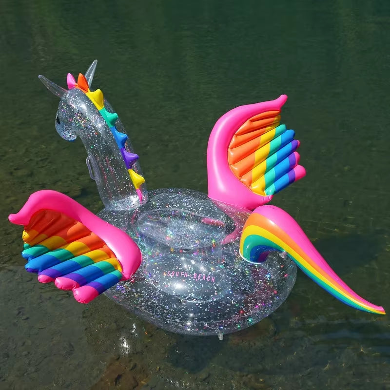 185Cm Giant Inflatable Unicorn Pool Float Ride-On Pegasus Swimming Ring for Adult Children Water Party Toys Air Mattress