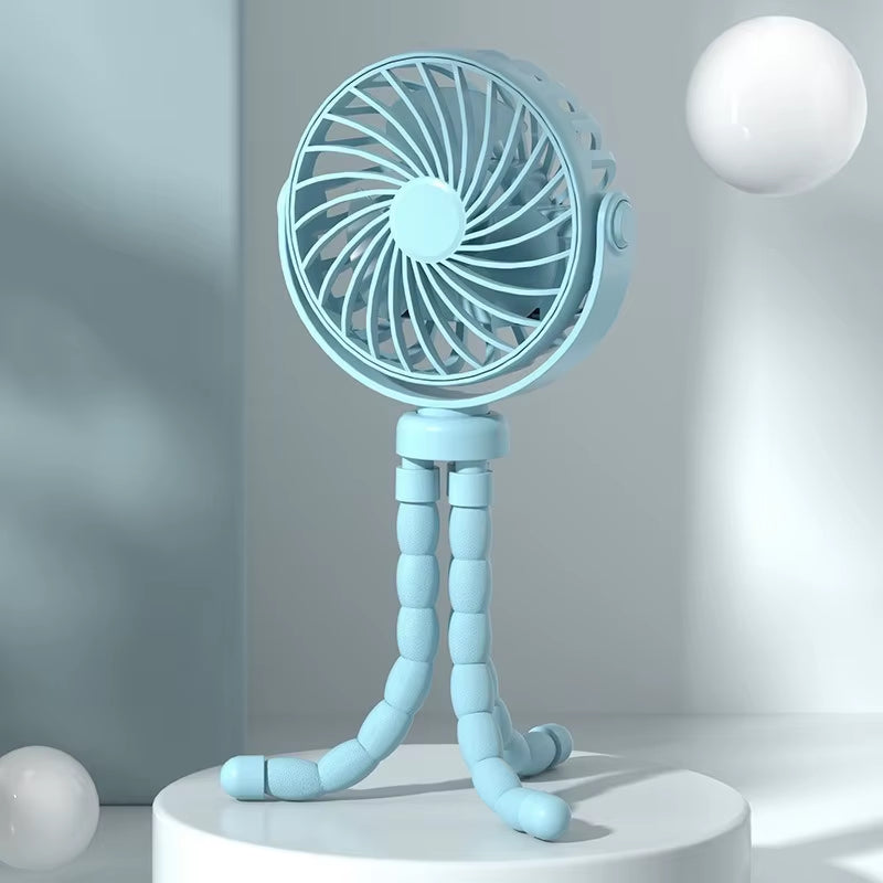 2024 Hot Stroller Octopus Fan Desktop Camping Fan USB Charging Tripod Fan with Light Fan