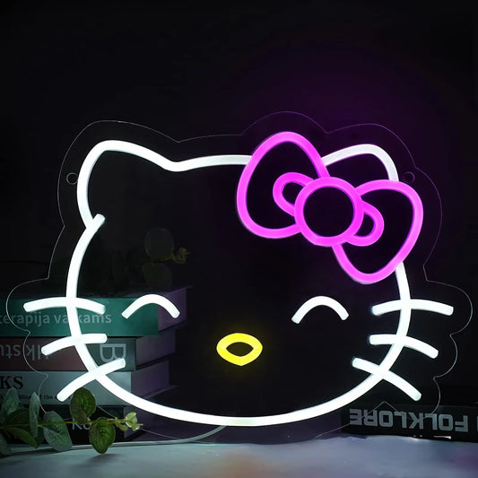 Hello Kiity Anime Led Night Lights Neon Light Holiday Lighting Ambience Room Decoration Gift for Girl Kid Wall Decor Accessories