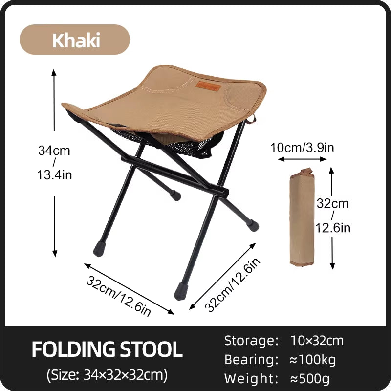 Camping Outdoor Folding Chair Aluminum Alloy Ultralight Small Mazar Fishing Stools BBQ Bench Mini Portable Train Chairs