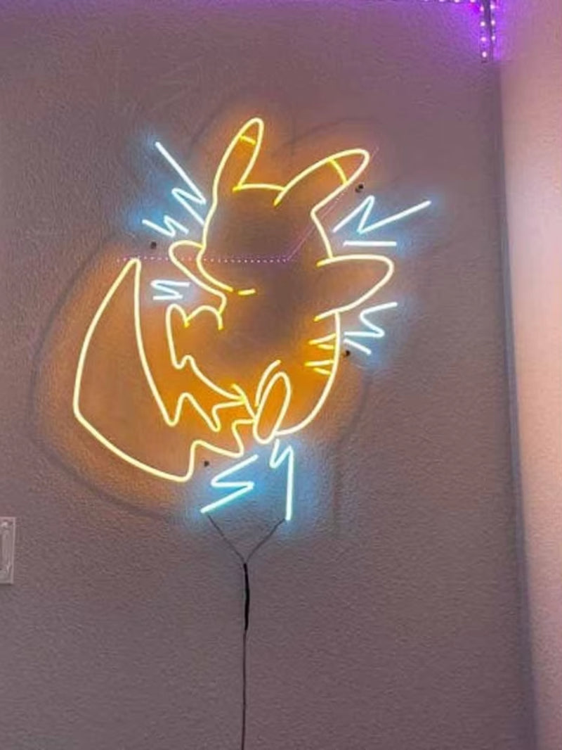 Pokemon Anime Pikachu Neon Lights Image LED Bedroom Decoration Wall Lamps Night Light Ambience Wall Room Decor Accessories Girls