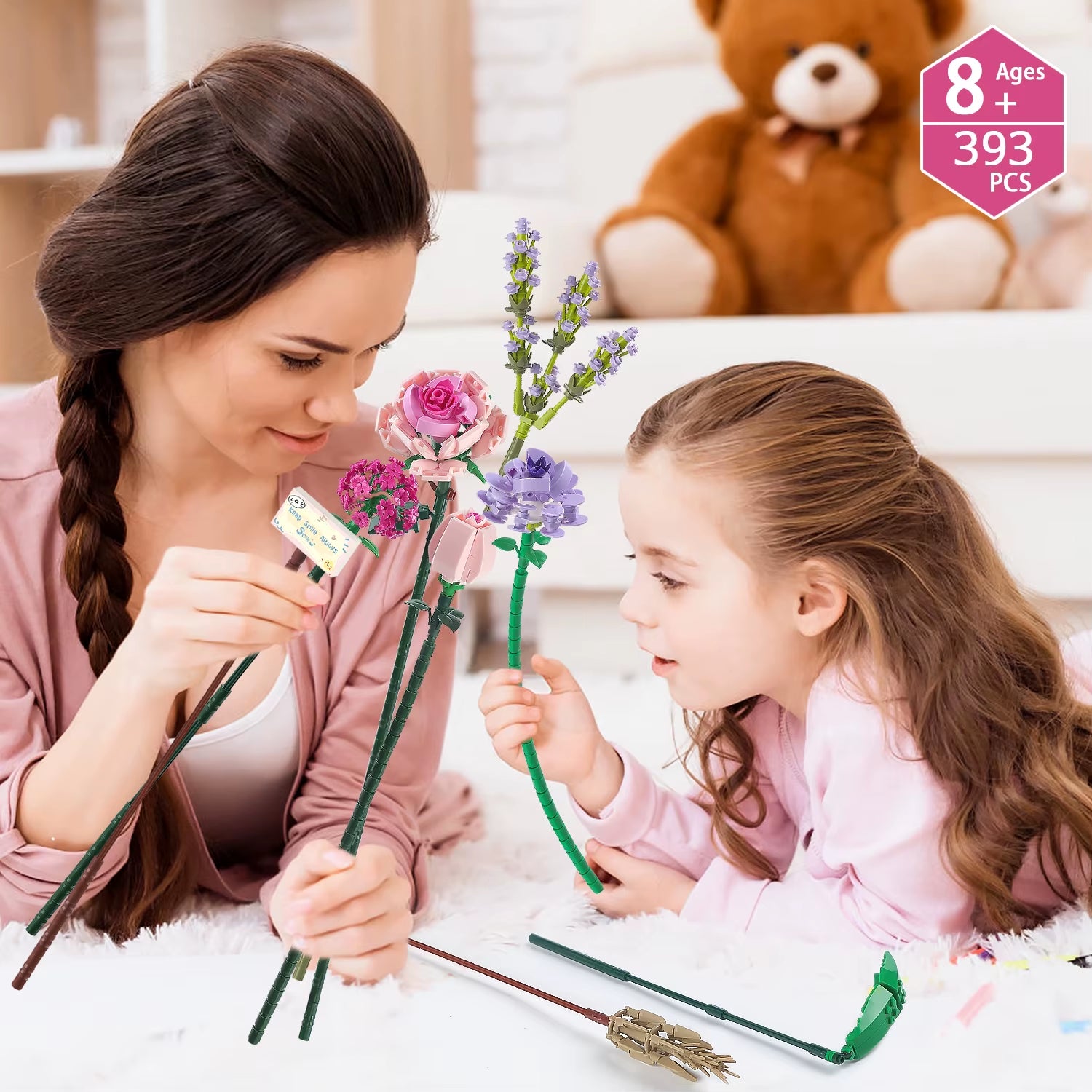 Toylinx Flowers Bouquet Building Blocks Ideas Simulation Model Bricks Home Decoration DIY Toys for Girls Gifts Christmas
