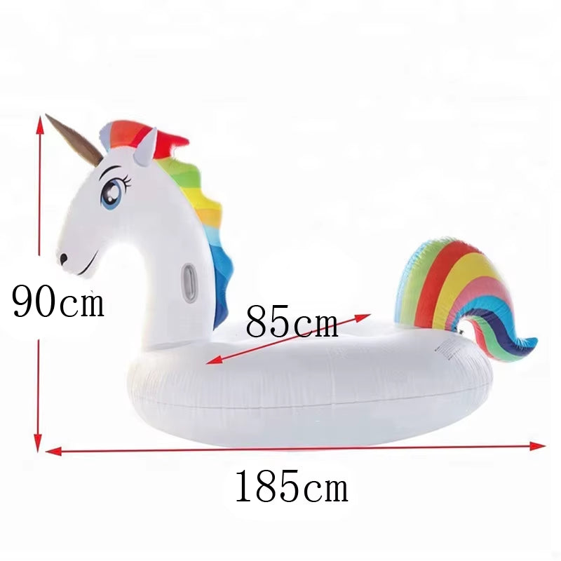 185Cm Giant Inflatable Unicorn Pool Float Ride-On Pegasus Swimming Ring for Adult Children Water Party Toys Air Mattress