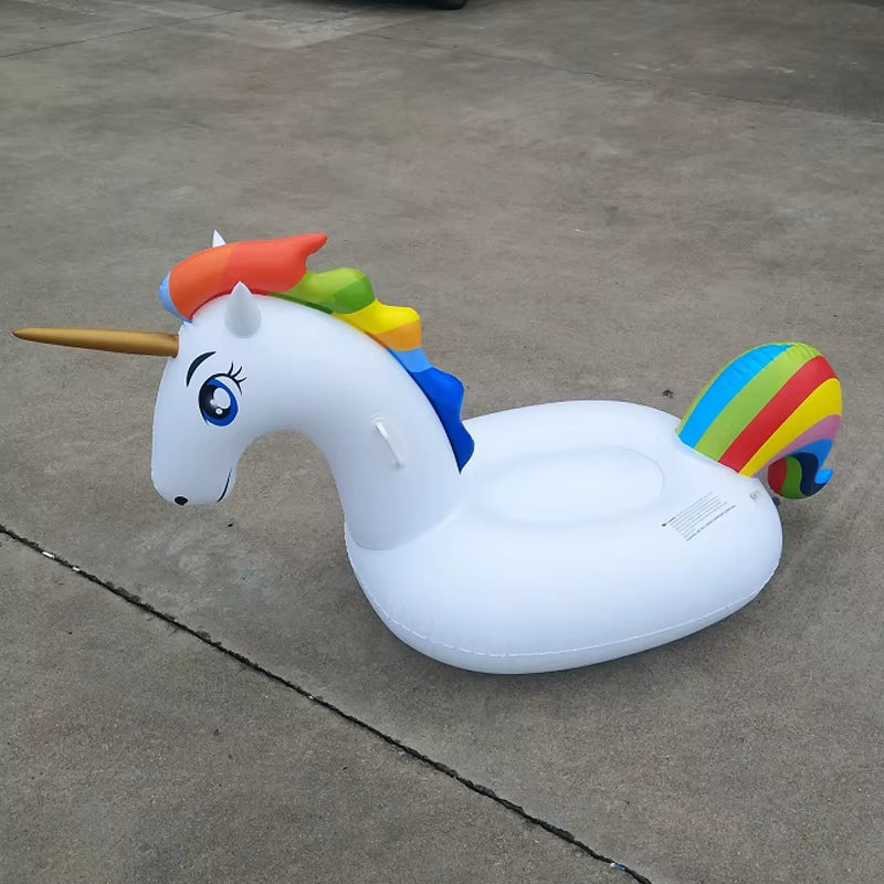 185Cm Giant Inflatable Unicorn Pool Float Ride-On Pegasus Swimming Ring for Adult Children Water Party Toys Air Mattress
