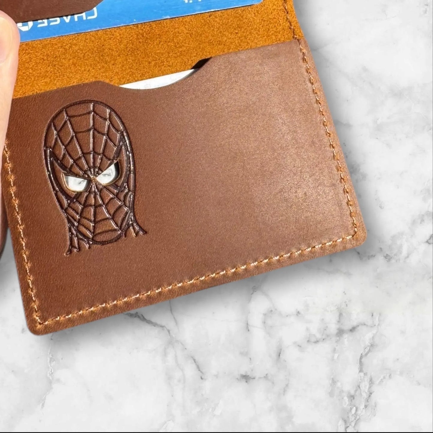Spider ID Wallet - Genuine Leather Wallet with Super Hero Mask